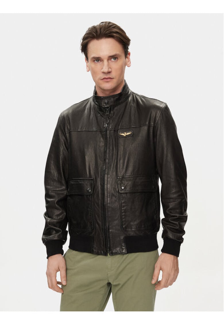 Geaca barbati - 303721626 - Piele naturala - Negru