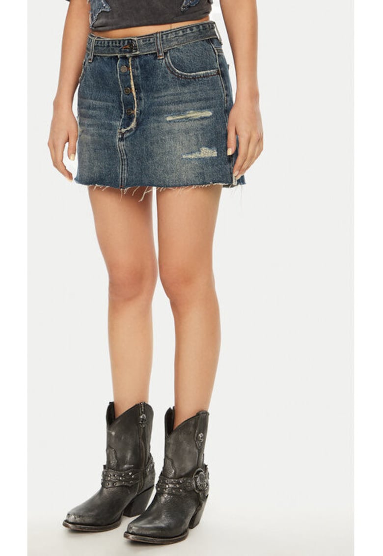 Fusta dama - 304604560 - Bumbac - Albastru Fusta dama - 304604560 - Bumbac - Albastru