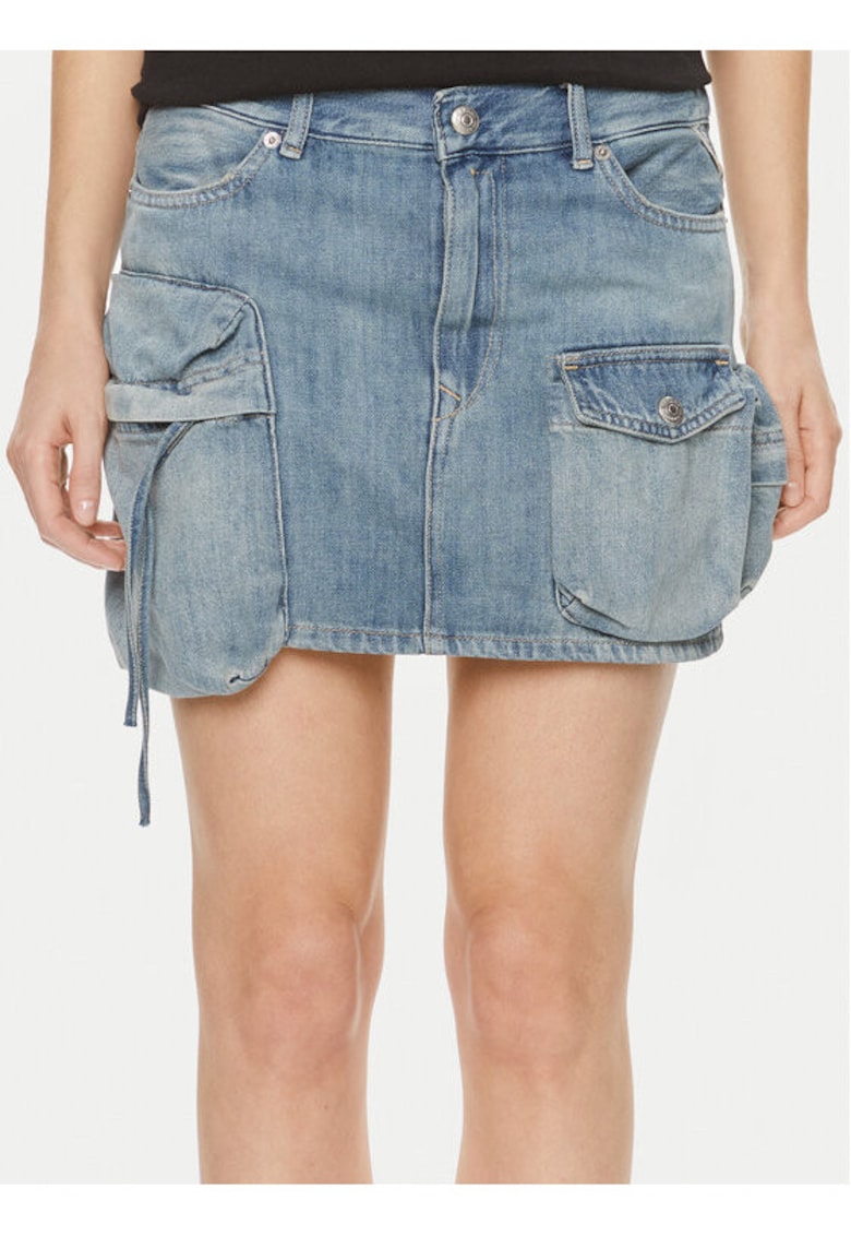 Fusta dama - 303878269 - Bumbac - Albastru - Albastru