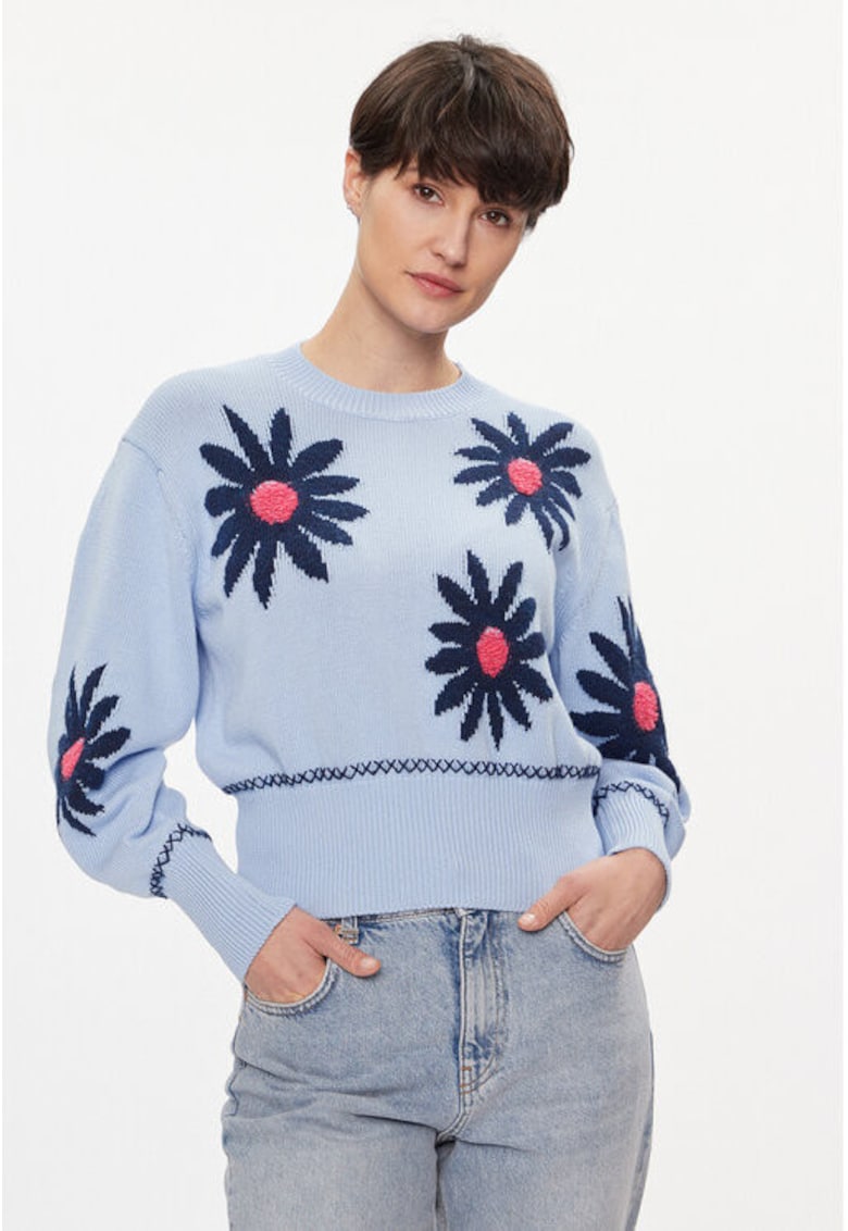 Pulover dama - 303813222 - Bumbac - Albastru