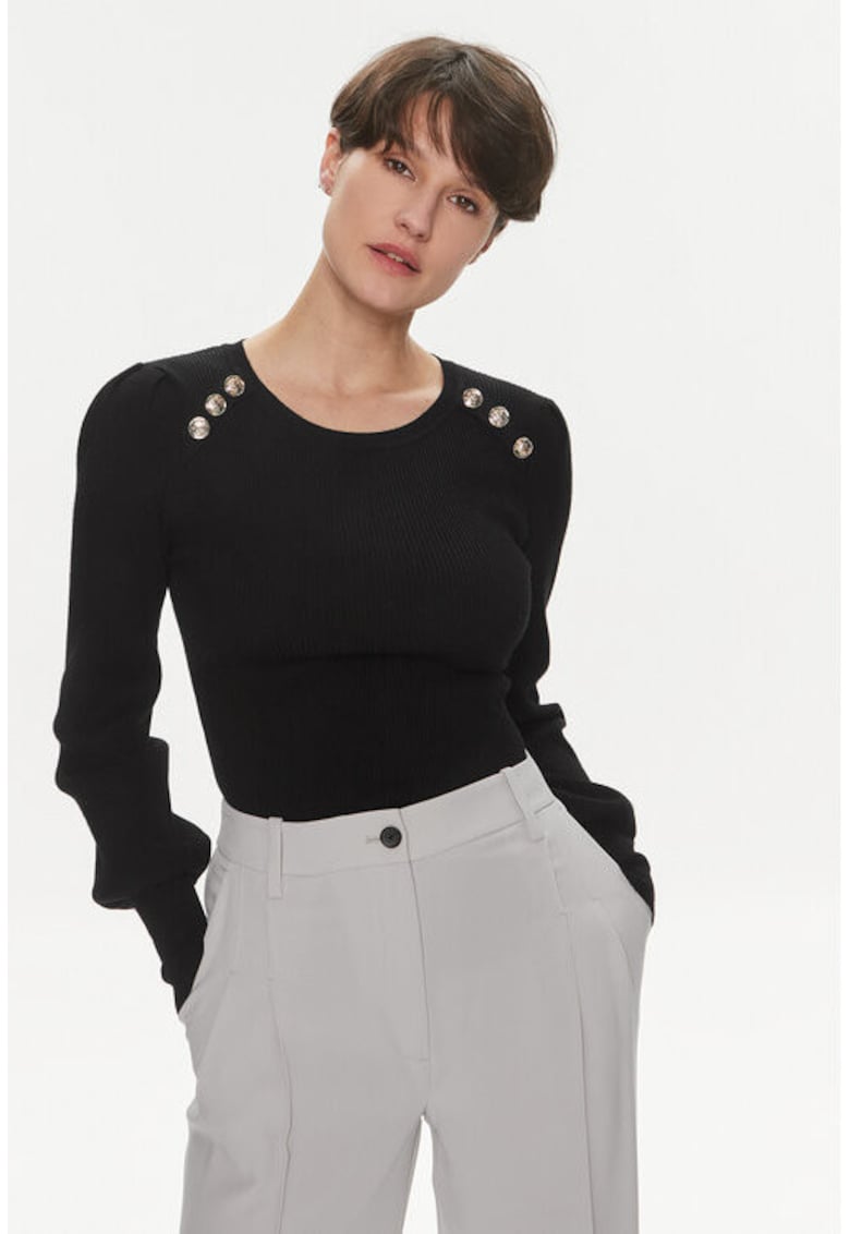 Pulover dama - 303917517 - Viscoza/Poliamida - Negru - Negru