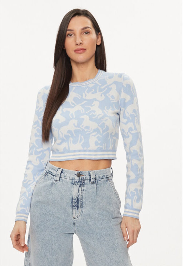 Pulover dama - 303813079 - Bumbac - Albastru