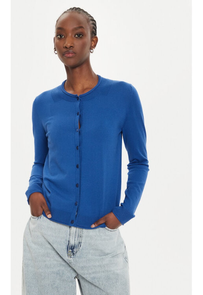 Cardigan dama - 304280191 - Viscoza/Poliester - Albastru - Albastru