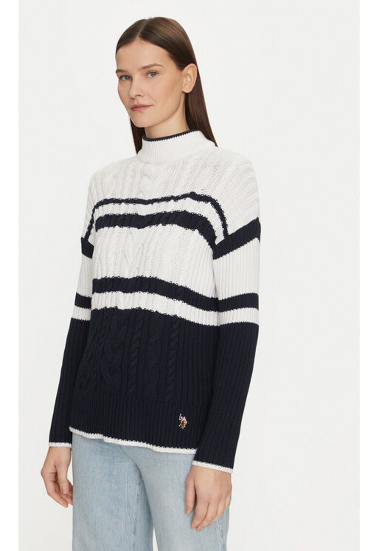 Pulover dama - 304797460 - Bumbac/Acril - Alb - Alb