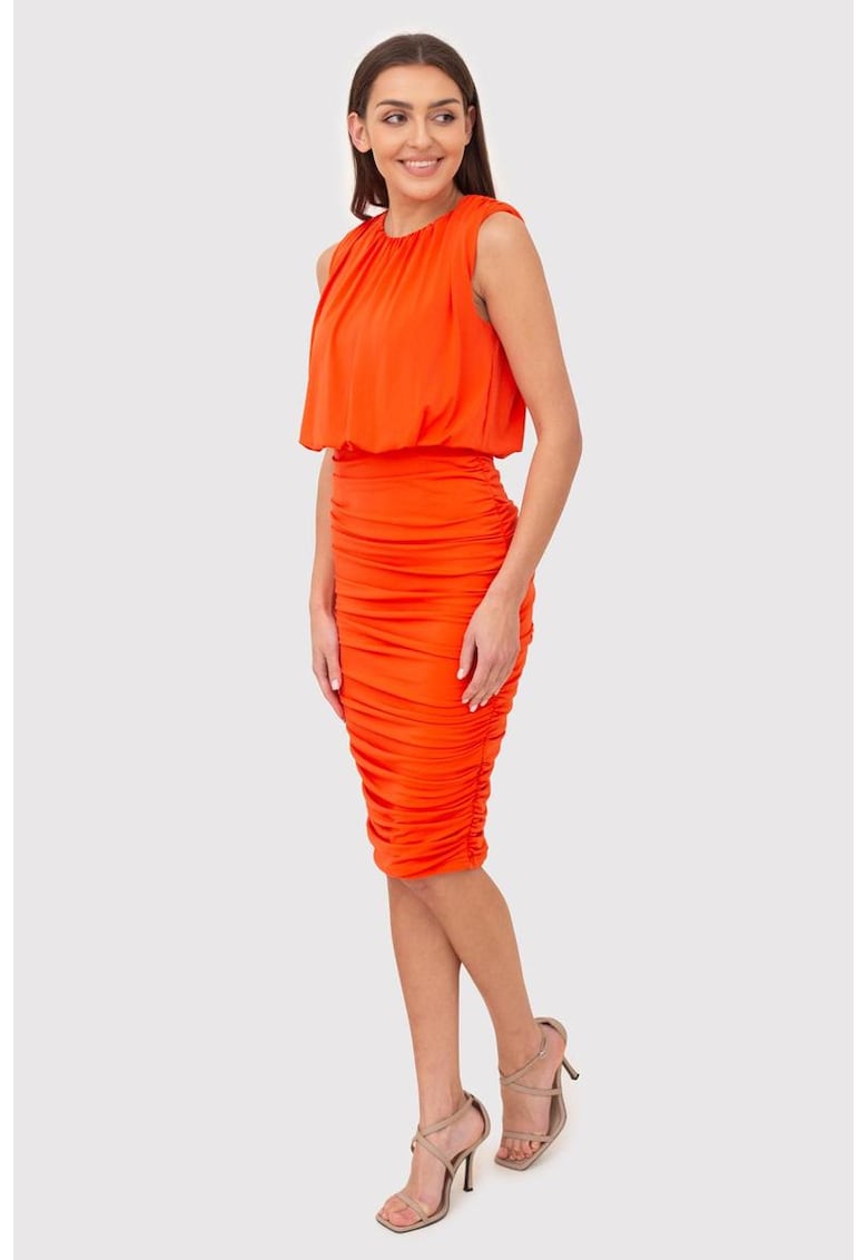 Rochie midi portocalie cu volane DA1767 BURNT ORANGE Rochie midi portocalie cu volane DA1767 BURNT ORANGE