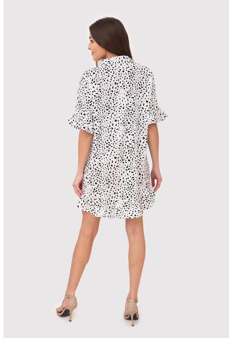 Rochie camasa alba si neagra cu volane DA1743 BLACK/WHITE