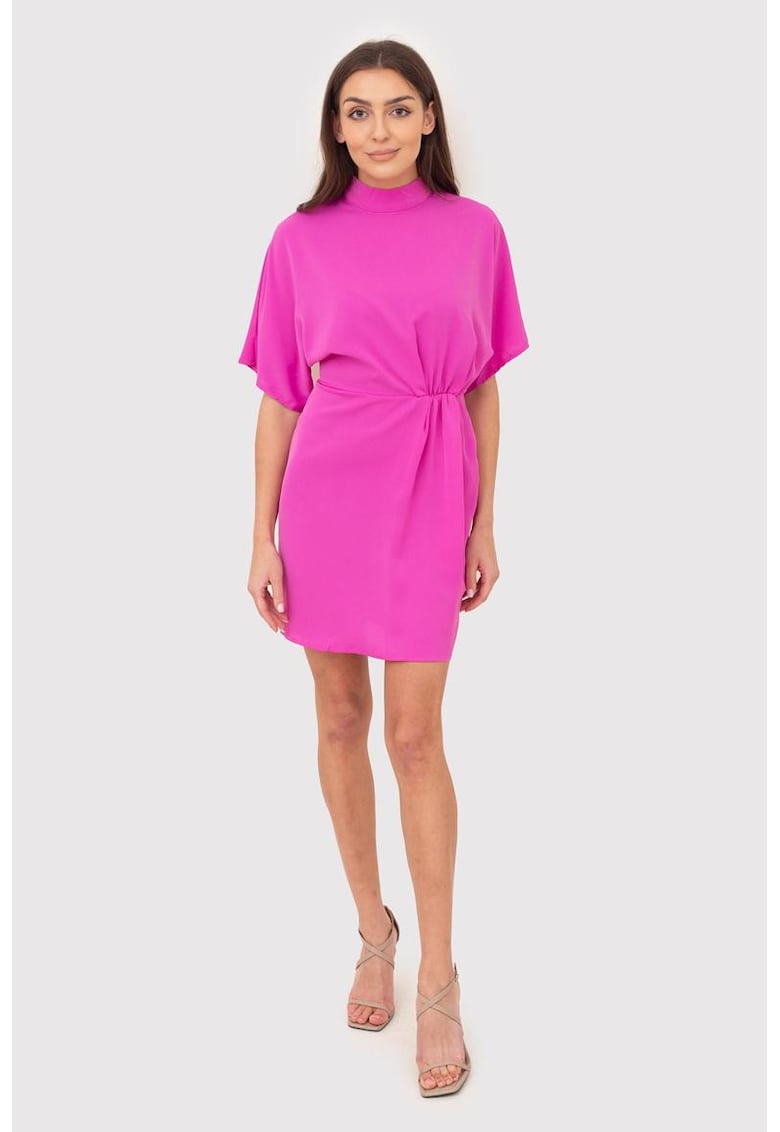 Rochie mini roz drapata in talie DA1782 HOT PINK
