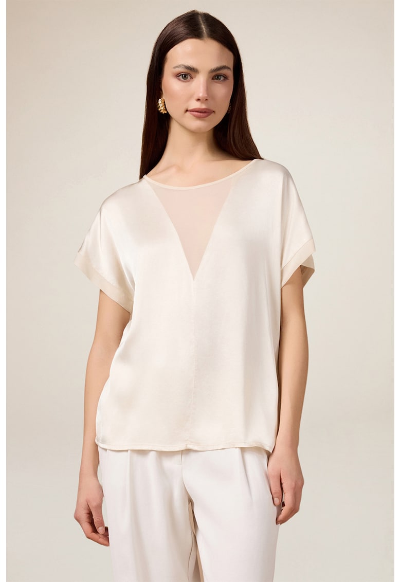 Bluza din satin cu maneci scurte