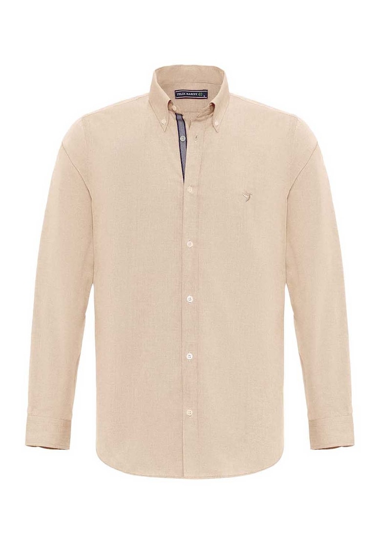 Camasa oxford cu logo brodat - Bej inchis