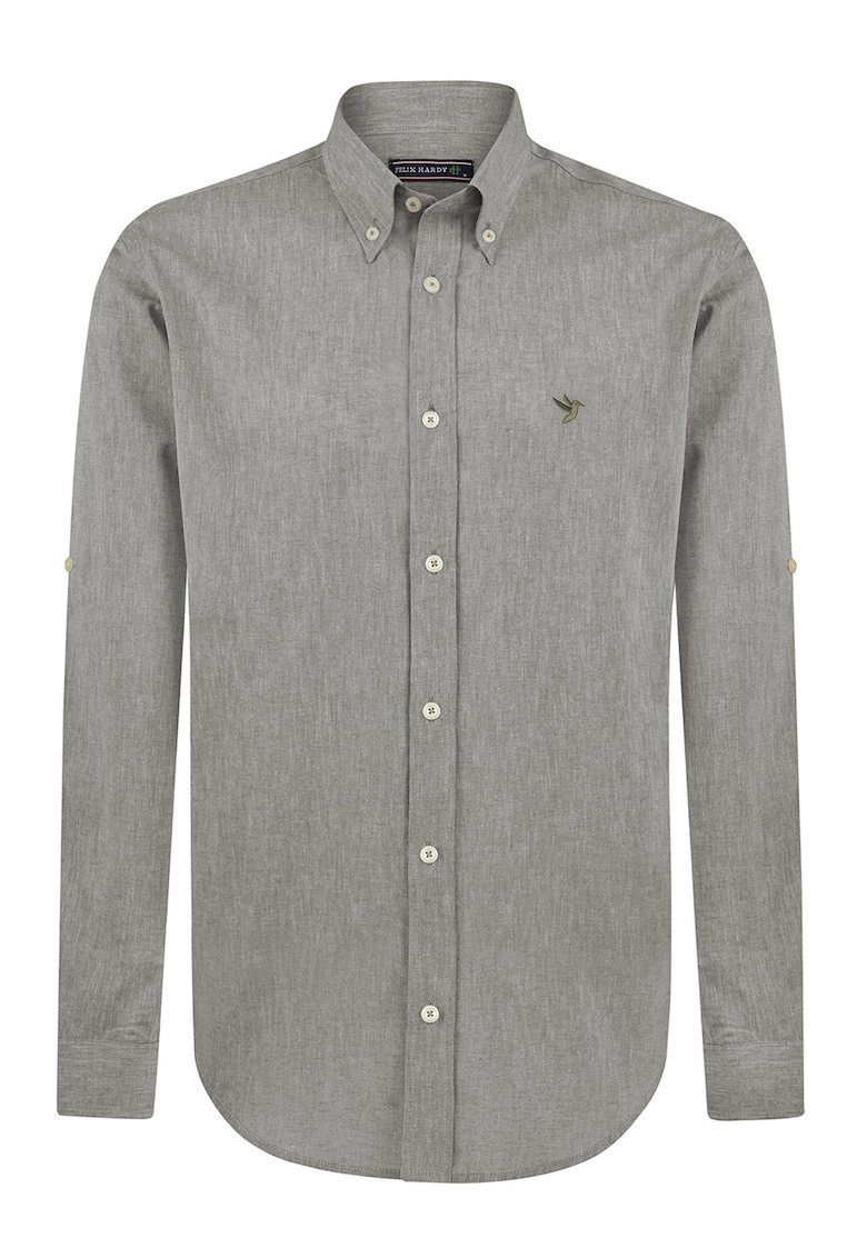 Camasa din amestec de in cu guler fixat cu nasturi