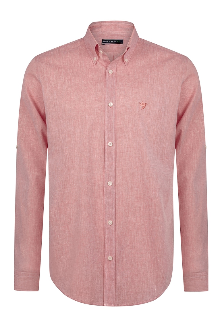 Camasa din amestec de in cu guler fixat cu nasturi