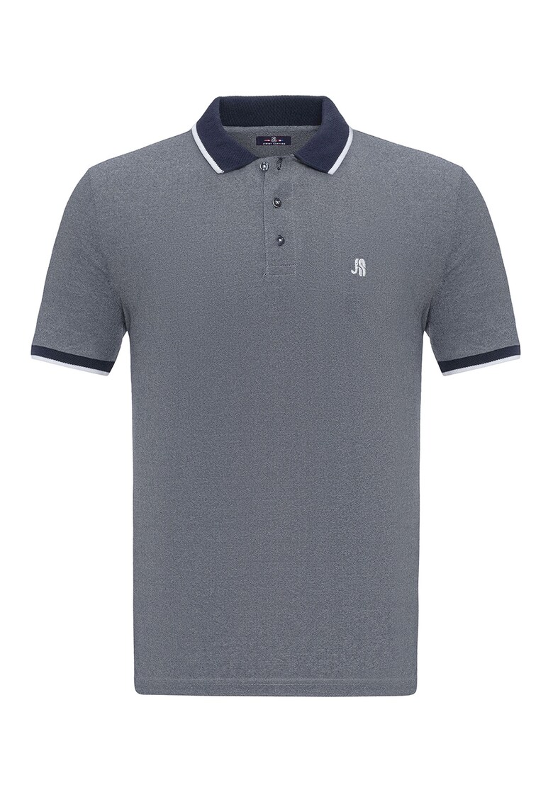 Tricou polo cu logo brodat discret - Gri carbune