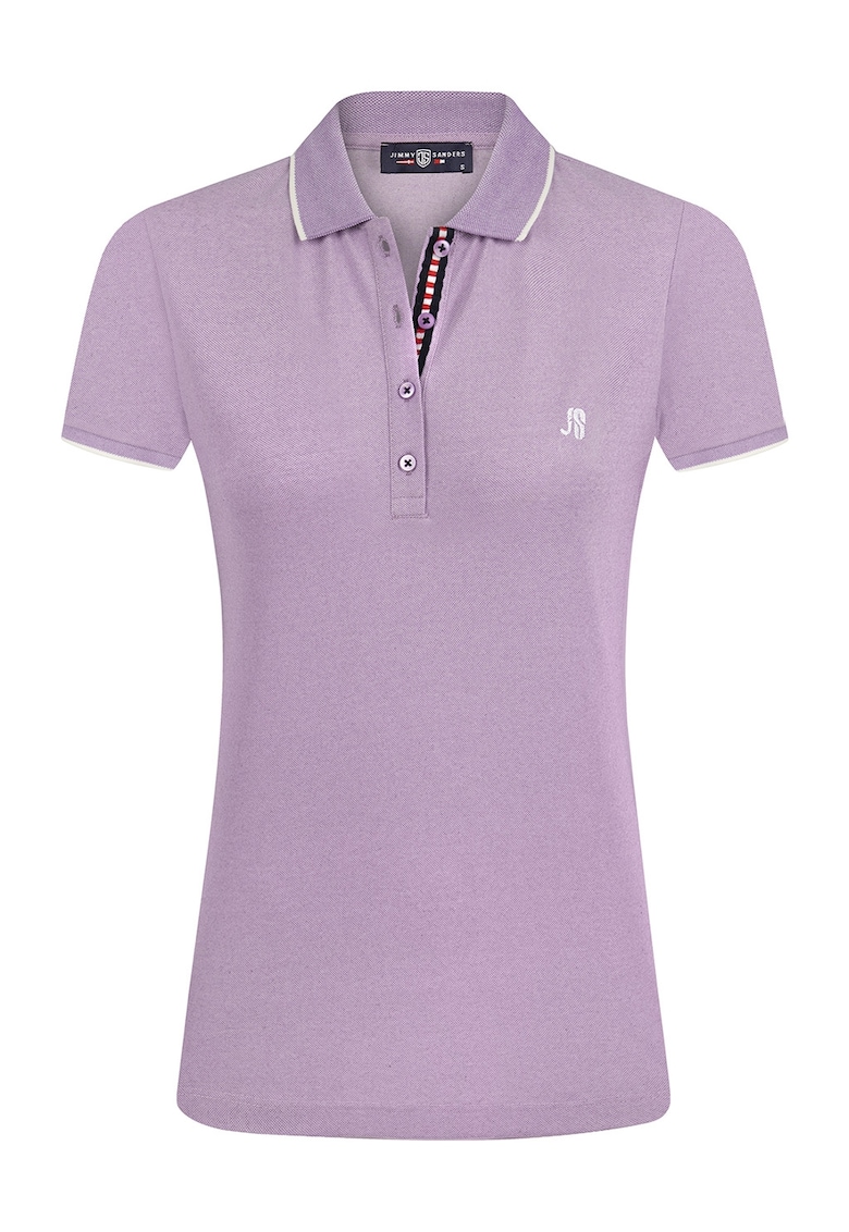 Tricou din amestec de bumbac cu fenta cu nasturi