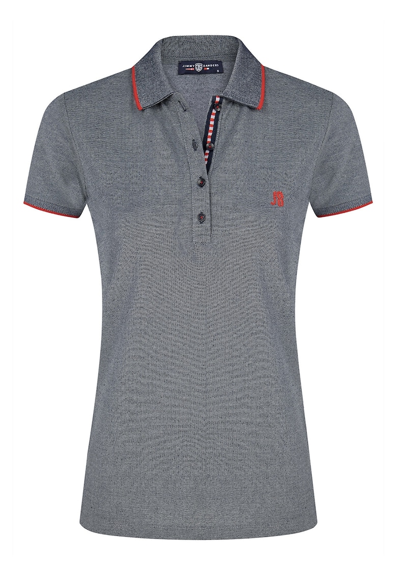 Tricou din amestec de bumbac cu fenta cu nasturi - Gri carbune