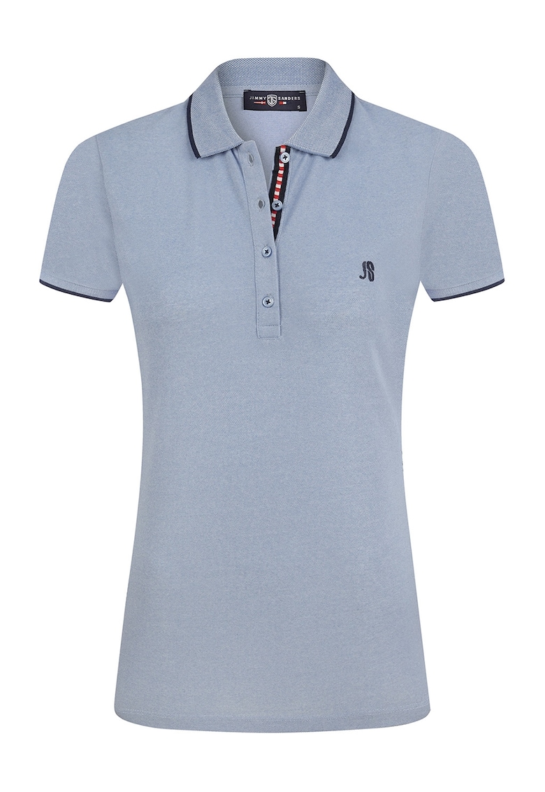 Tricou din amestec de bumbac cu fenta cu nasturi - Albastru prafuit