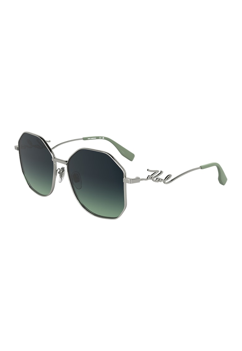 Ochelari de soare hexagonali - Verde pal/Argintiu