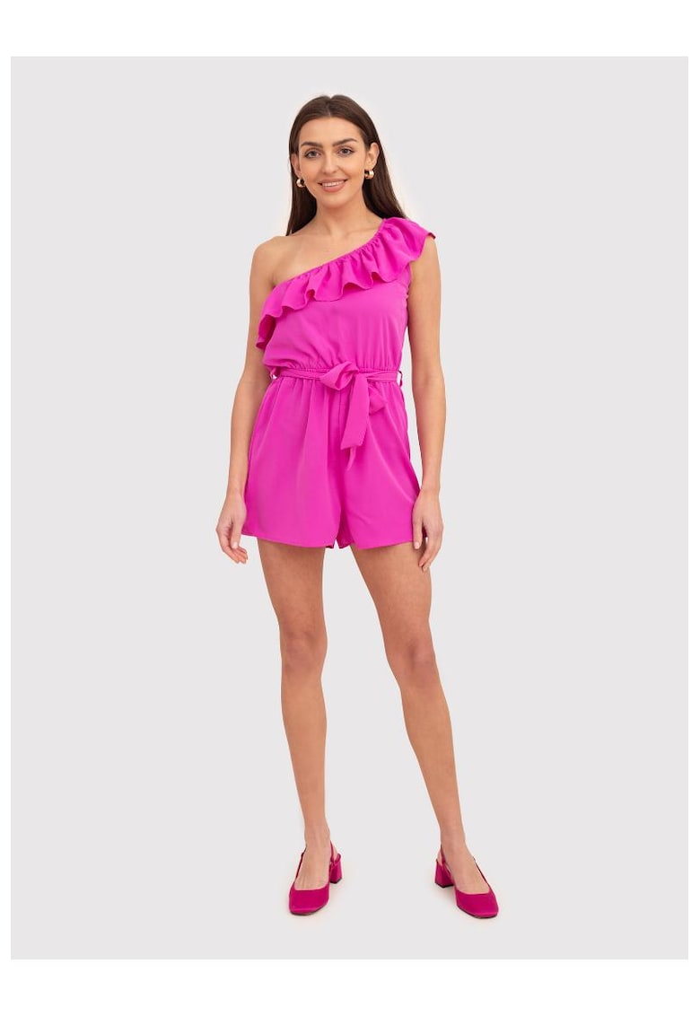 Salopeta roza cu un umar gol PA611