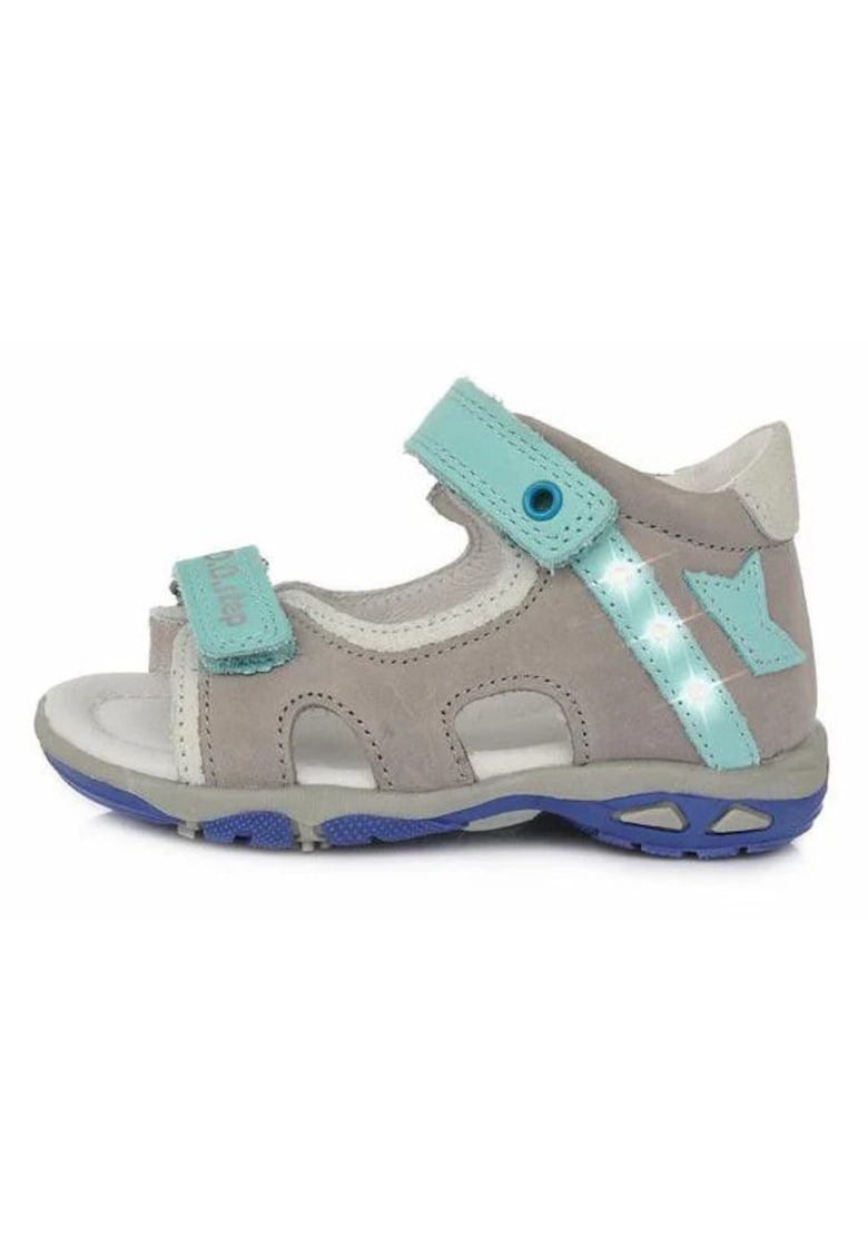 Sandale cu Luminite Baieti - din Piele - cu Scai - AC290-101B - Gri