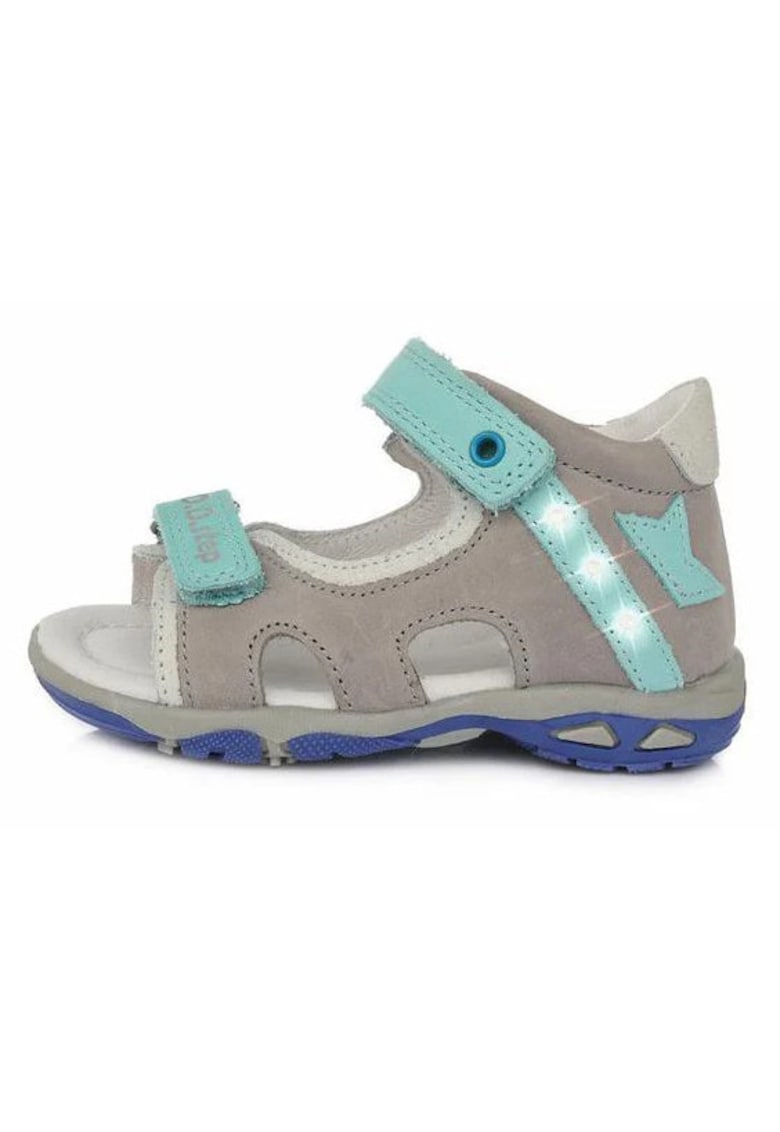 Sandale cu Luminite Baieti - din Piele - cu Scai - AC290-101B - Gri