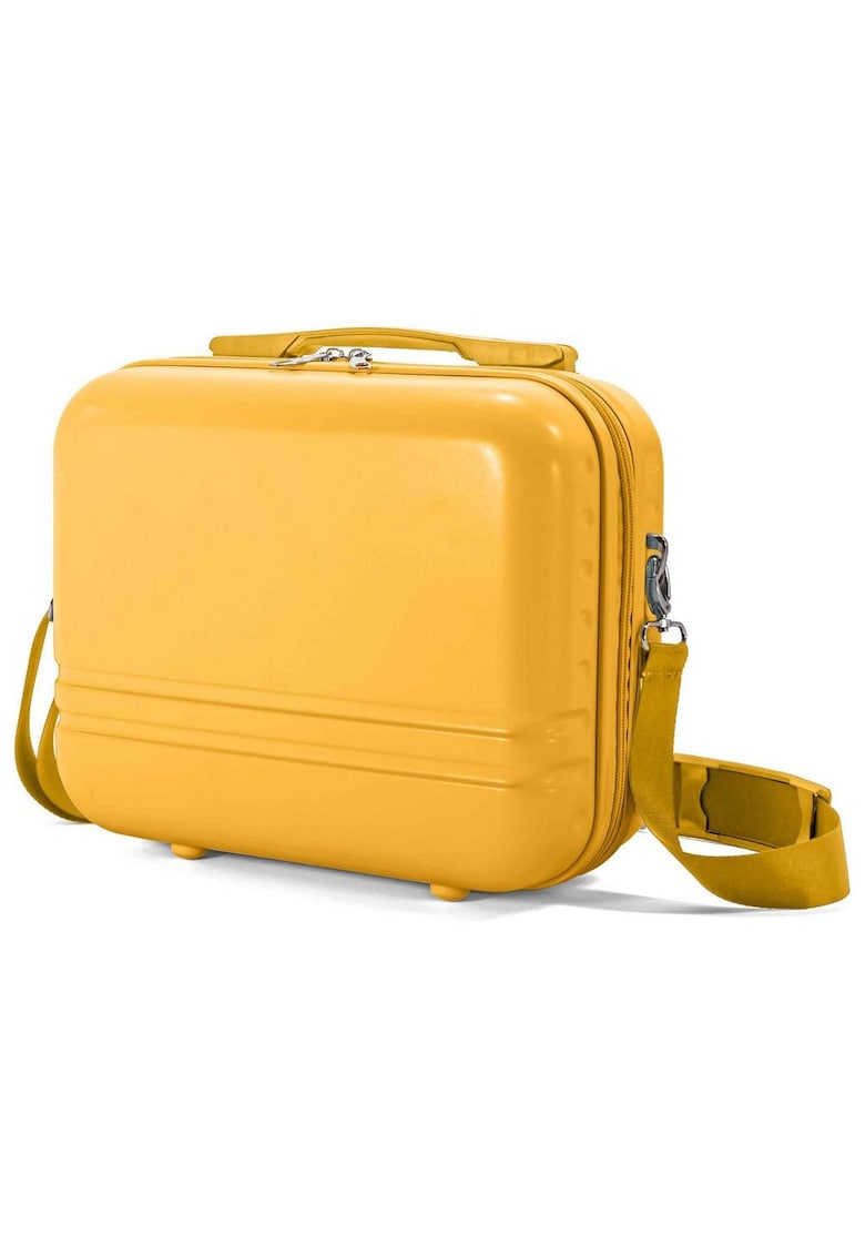 Geanta de cosmetice BZ 5827 - ABS - 31x26x15 cm - curea reglabila - interior organizat - galben mustar