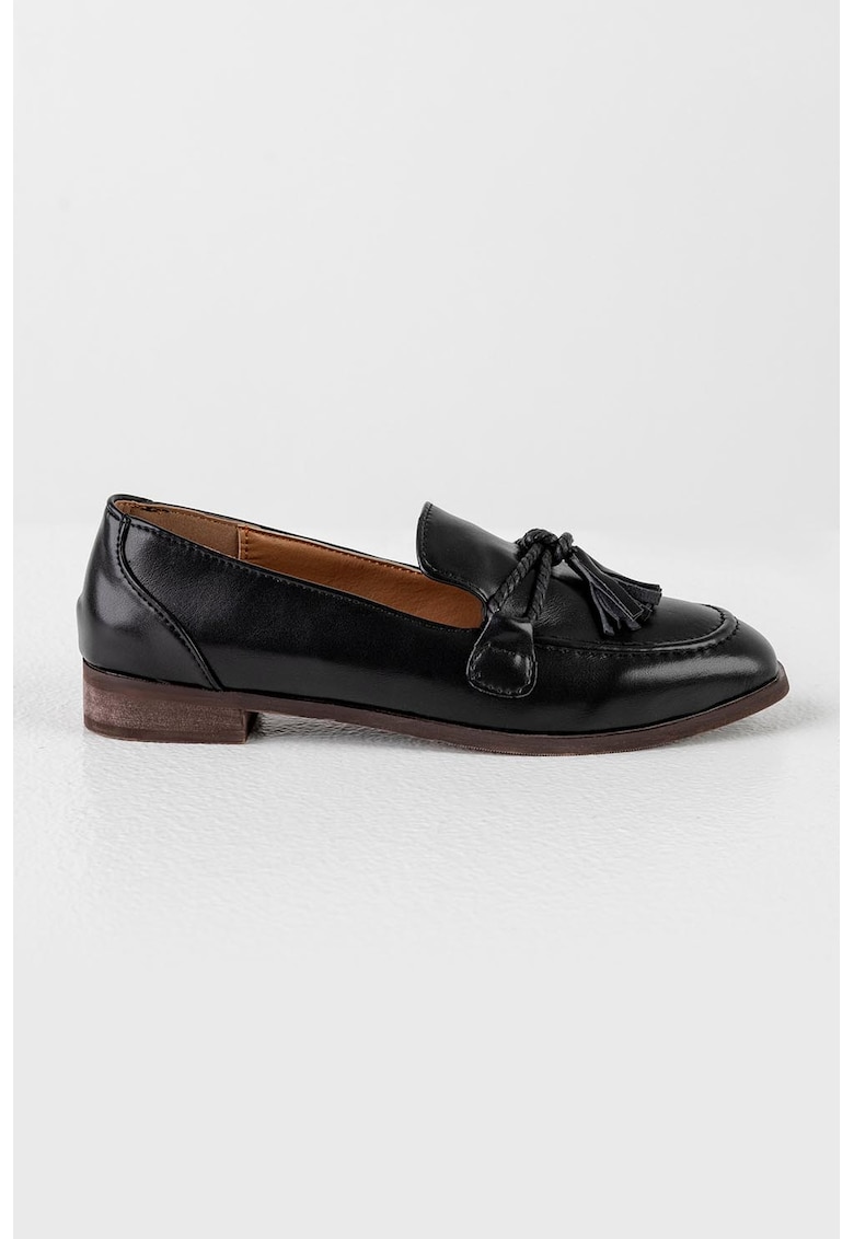 Pantofi loafer uni din piele ecologica - Negru