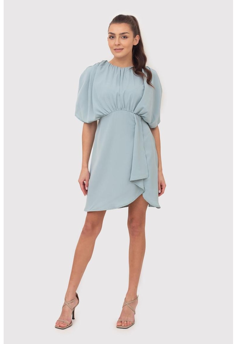 Rochie mini cu maneci drapate DA1654 DUCKEGG - Albastru