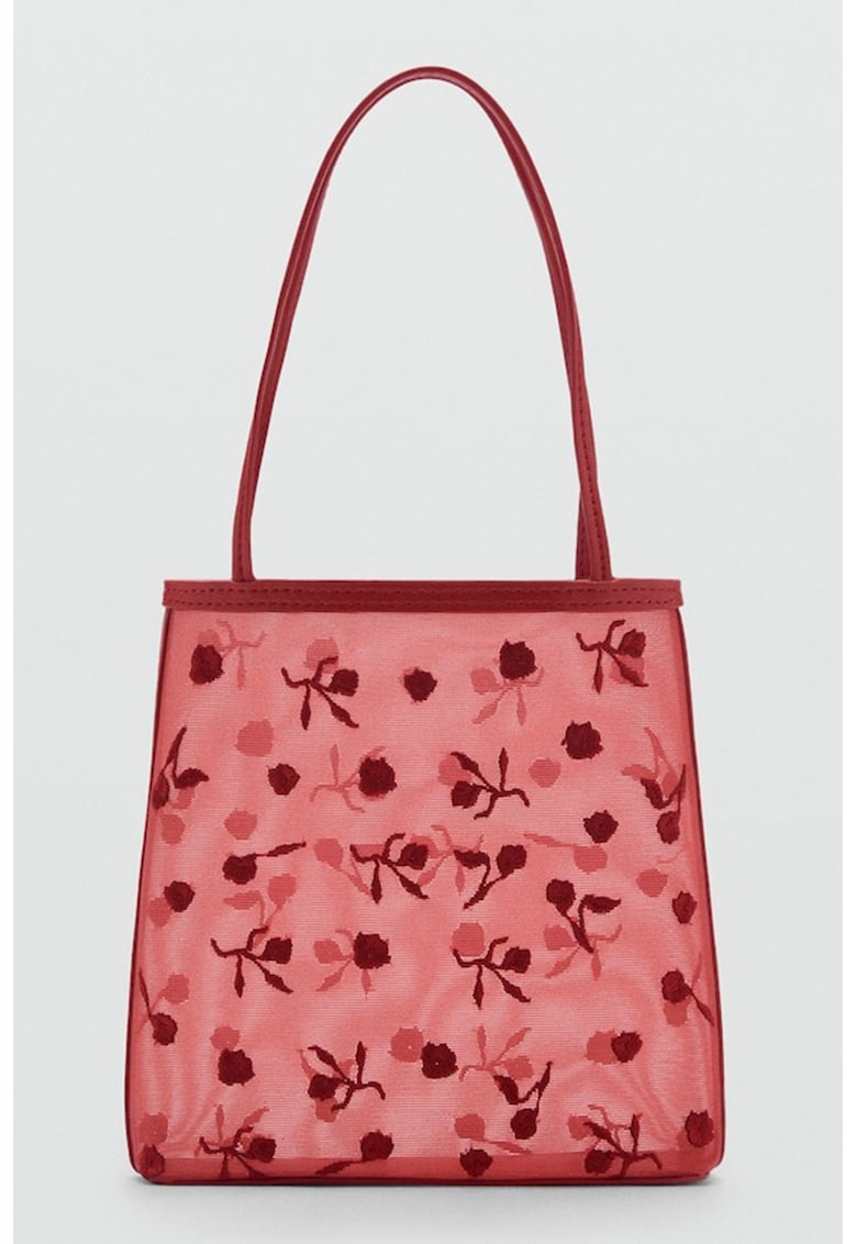 Geanta tote din plasa cu flori bordate