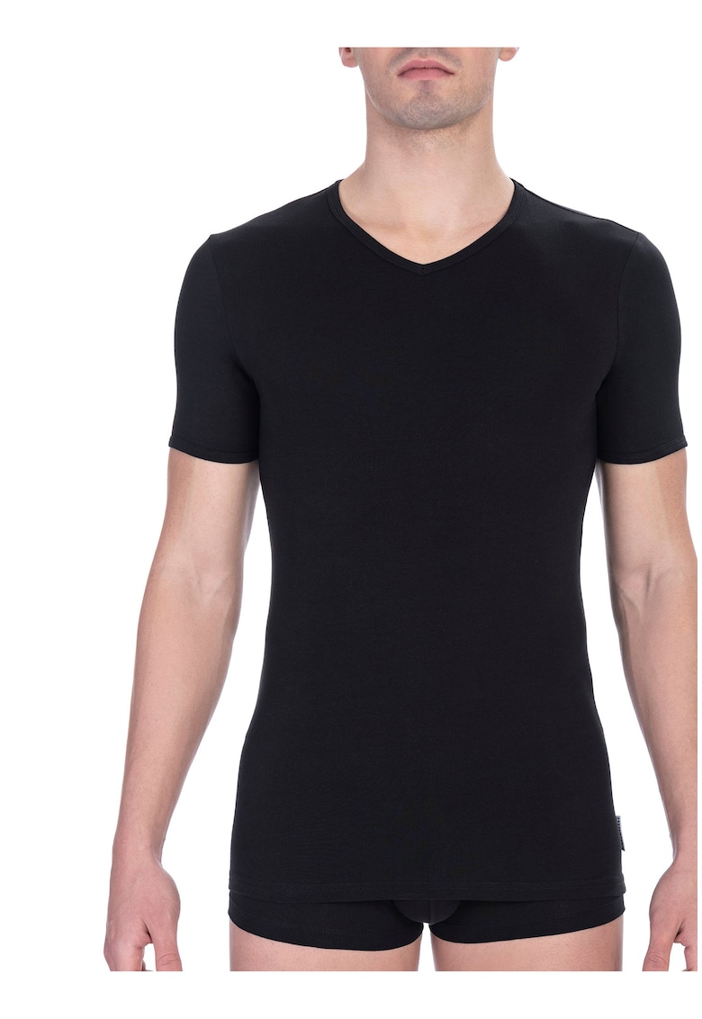 Tricou slim fit cu decolteu in V
