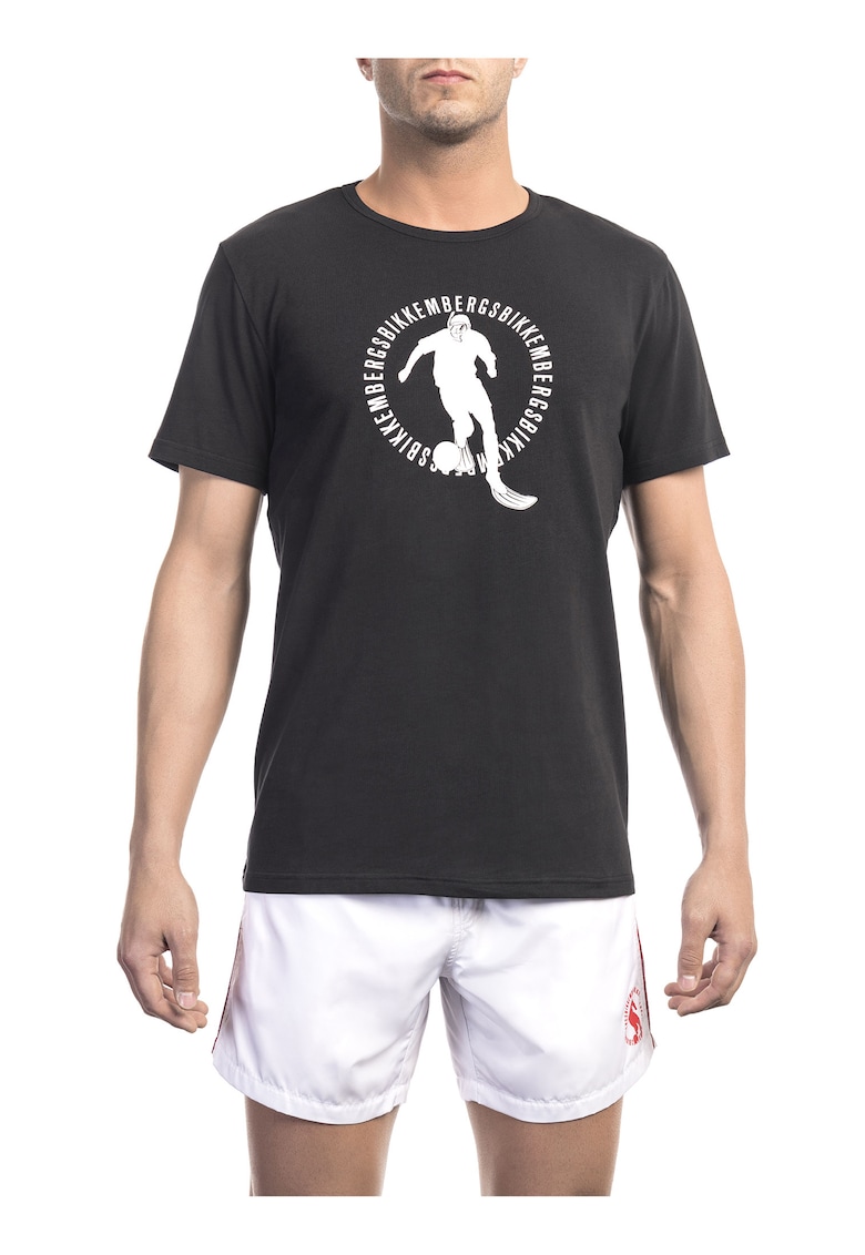 Tricou cu imprimeu si decolteu la baza gatului Tricou cu imprimeu si decolteu la baza gatului