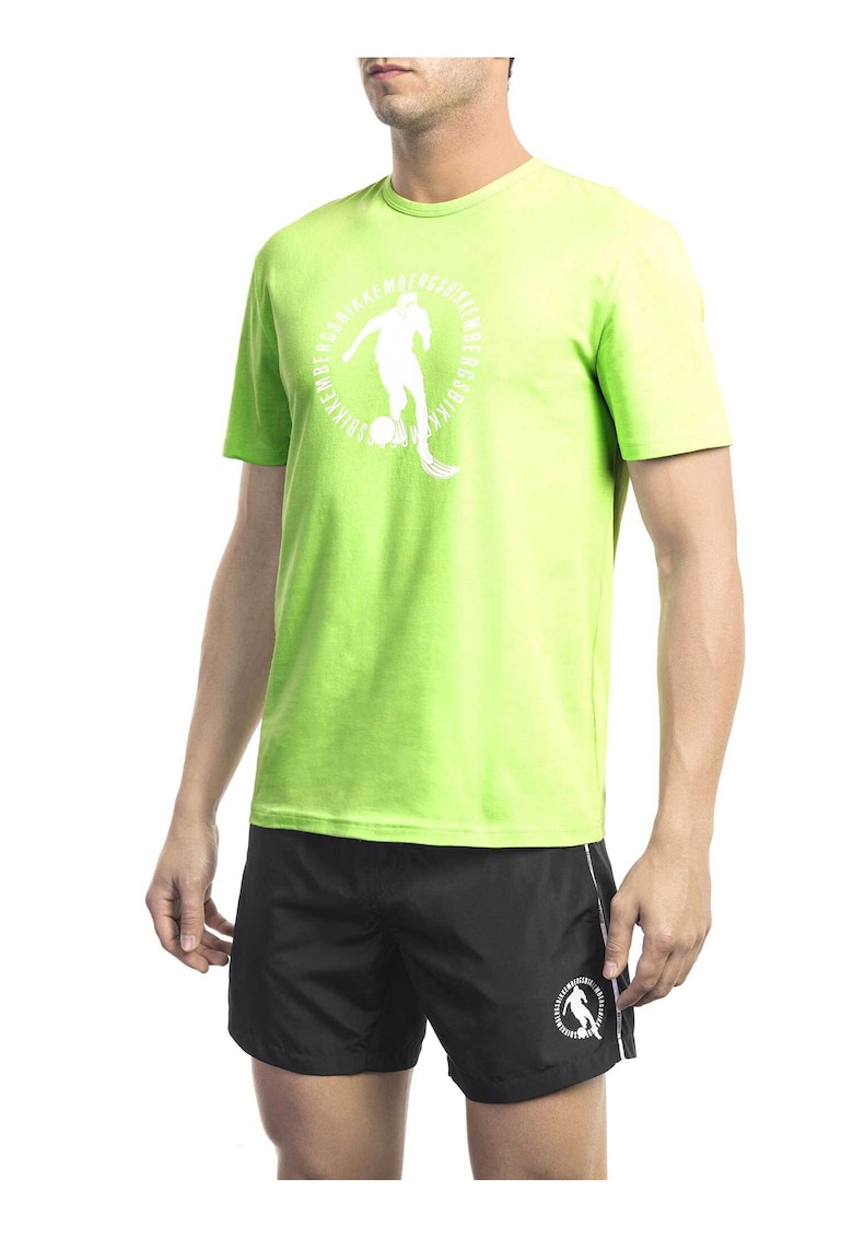 Tricou cu imprimeu si decolteu la baza gatului