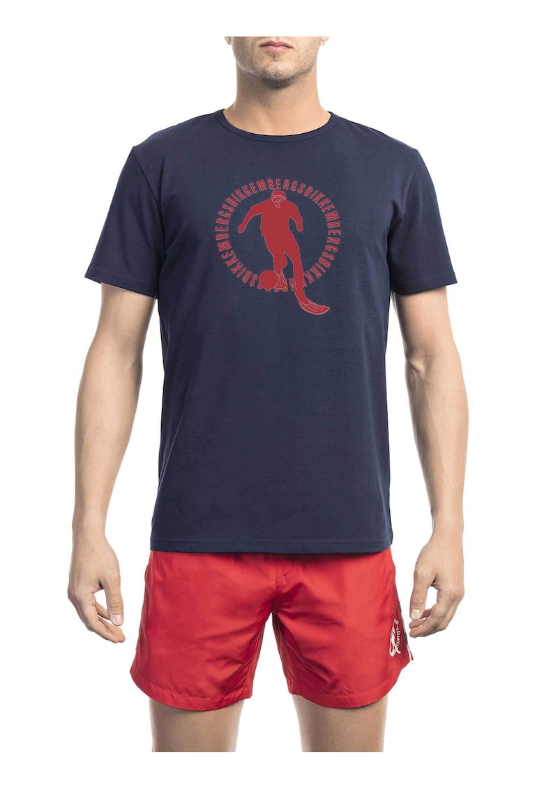 Tricou cu imprimeu si decolteu la baza gatului Tricou cu imprimeu si decolteu la baza gatului