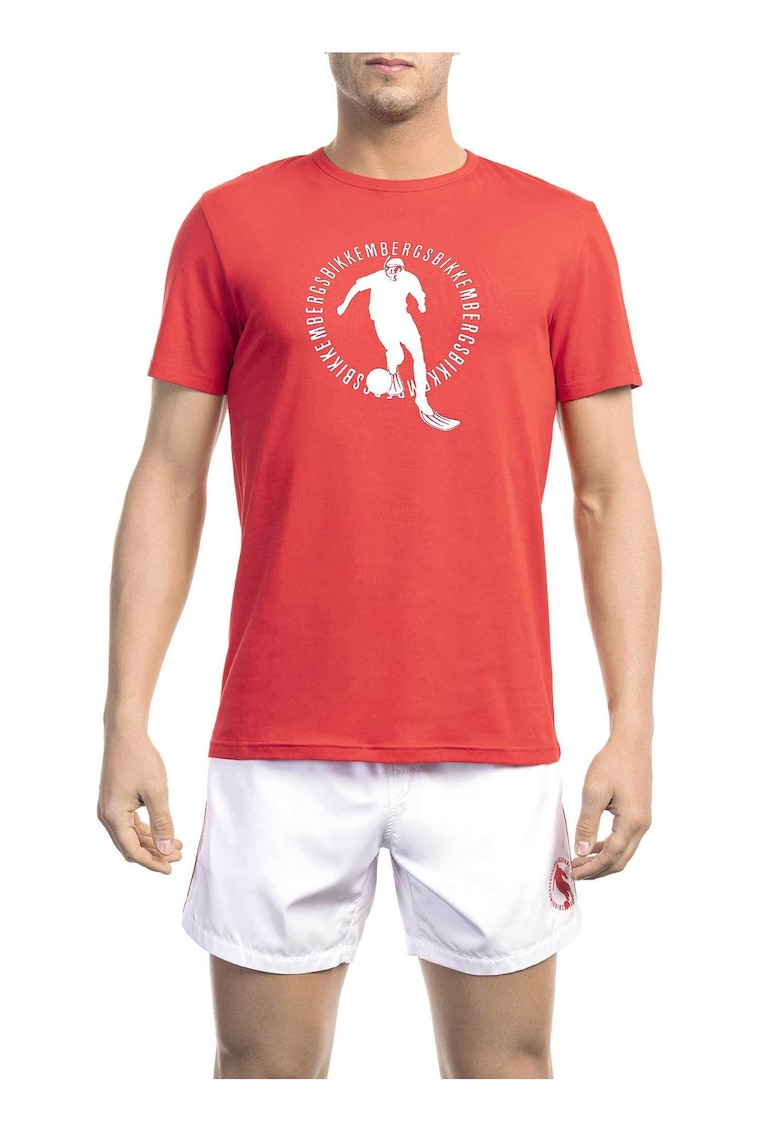 Tricou cu imprimeu si decolteu la baza gatului Tricou cu imprimeu si decolteu la baza gatului