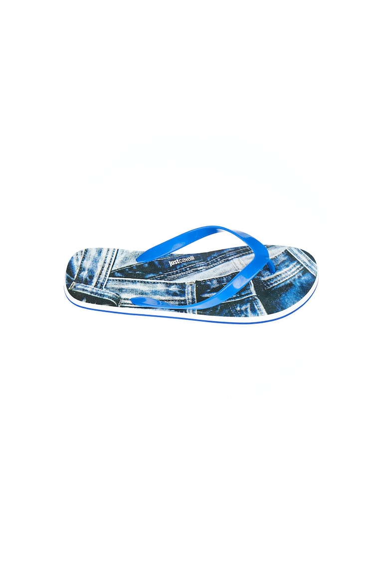 Papuci fli-flop cu logo - Turcoaz