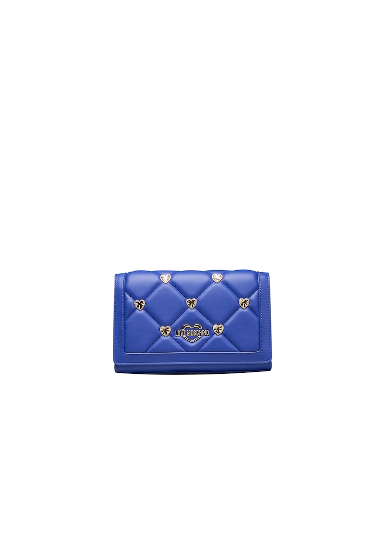MOSCHINO - Geanta crossbody din piele ecologica cu logo metalic - Albastru