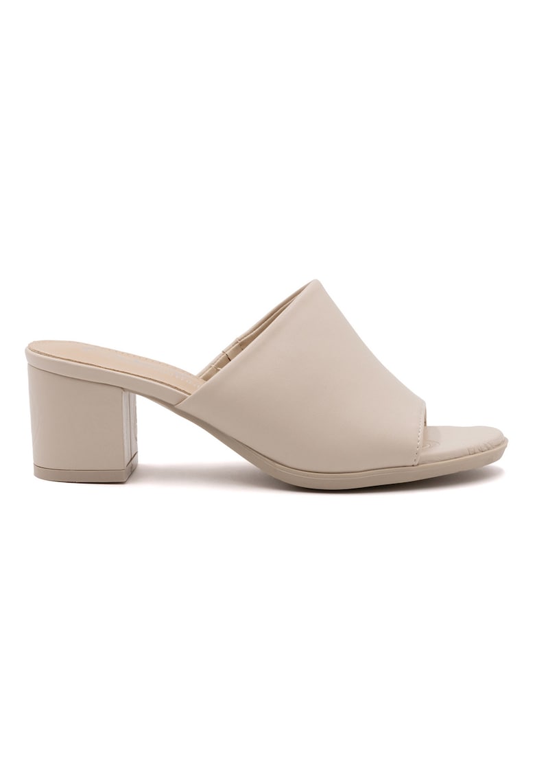 Sandale slip-on din piele ecologica - Bej deschis