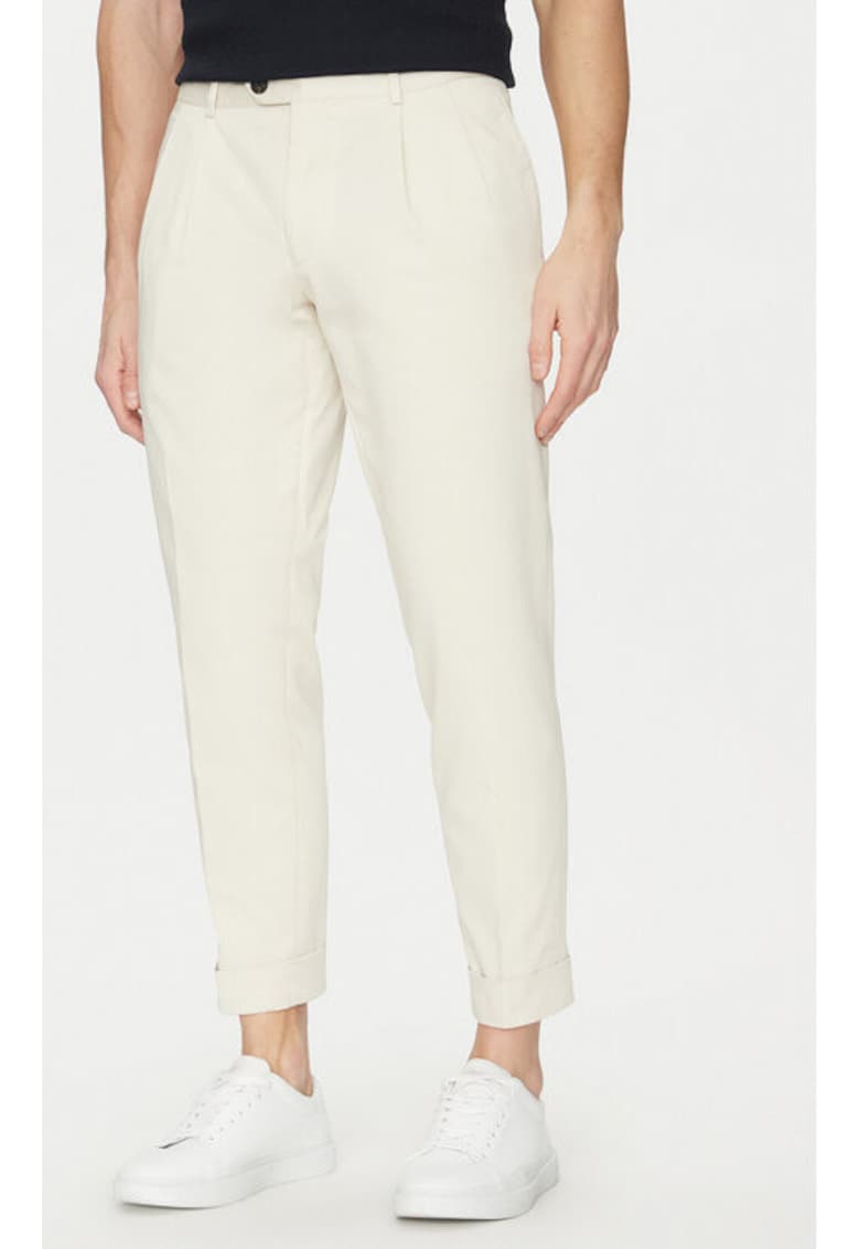 Pantaloni barbati - 304687297 - Bumbac - Bej - Bej