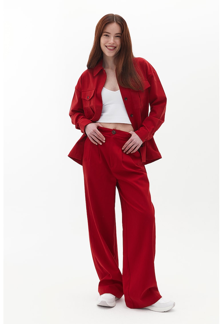 Pantaloni din amestec de lyocell cu croiala ampla