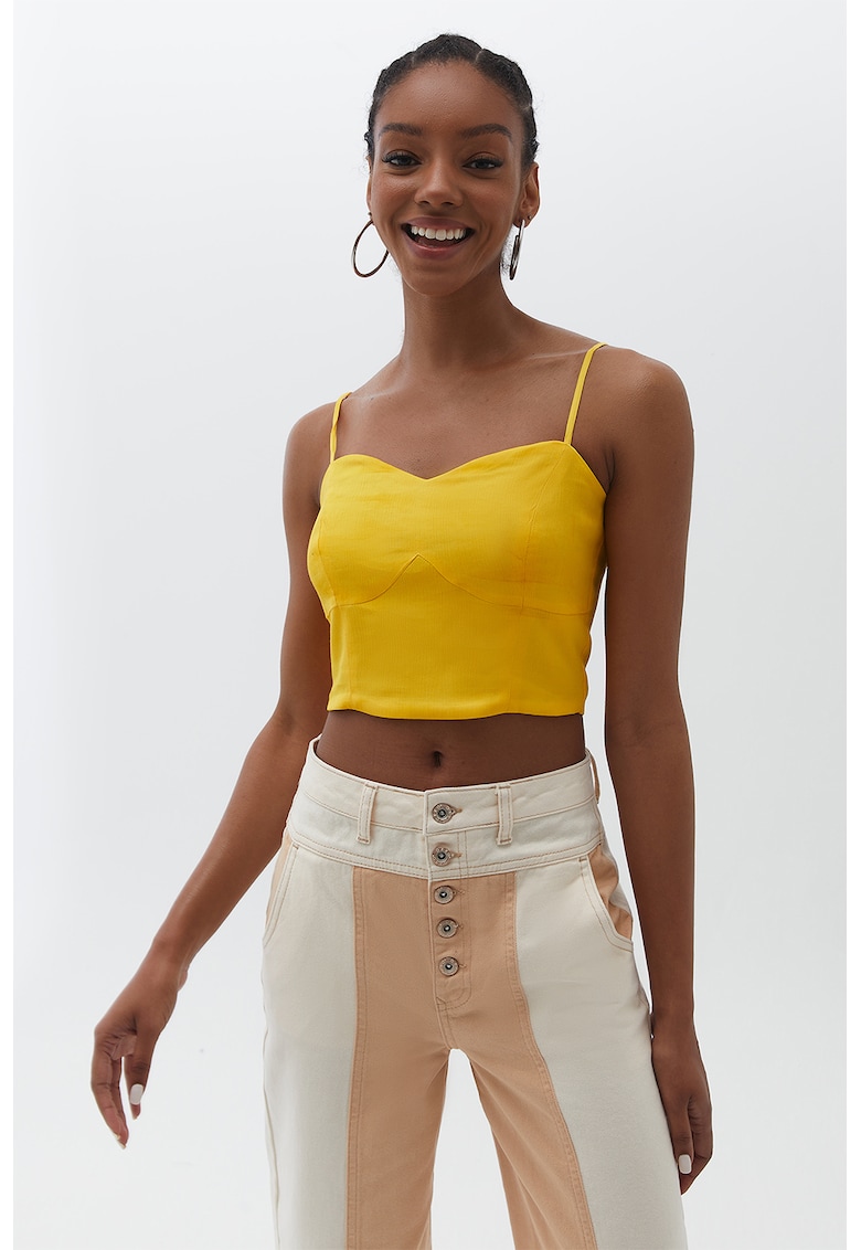 Top crop uni cu bretele ajustabile