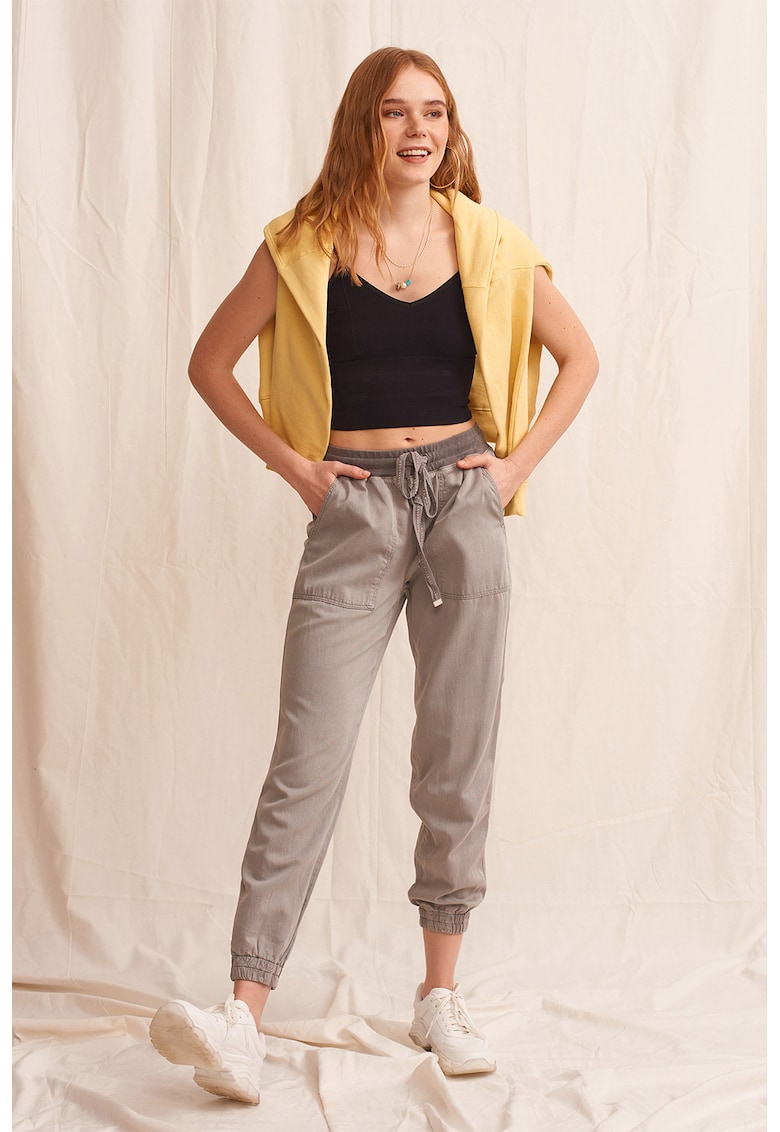 Pantaloni jogger din lyocell si bumbac