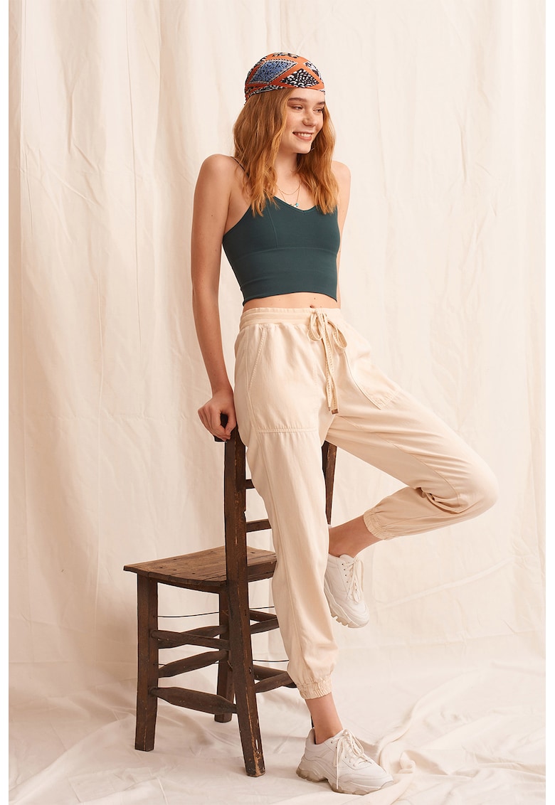 Pantaloni jogger din lyocell si bumbac