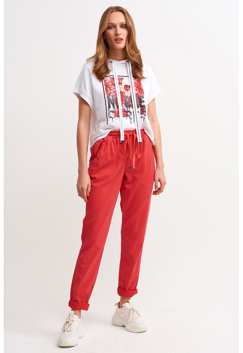 Pantaloni conici cu talie inalta - Rosu