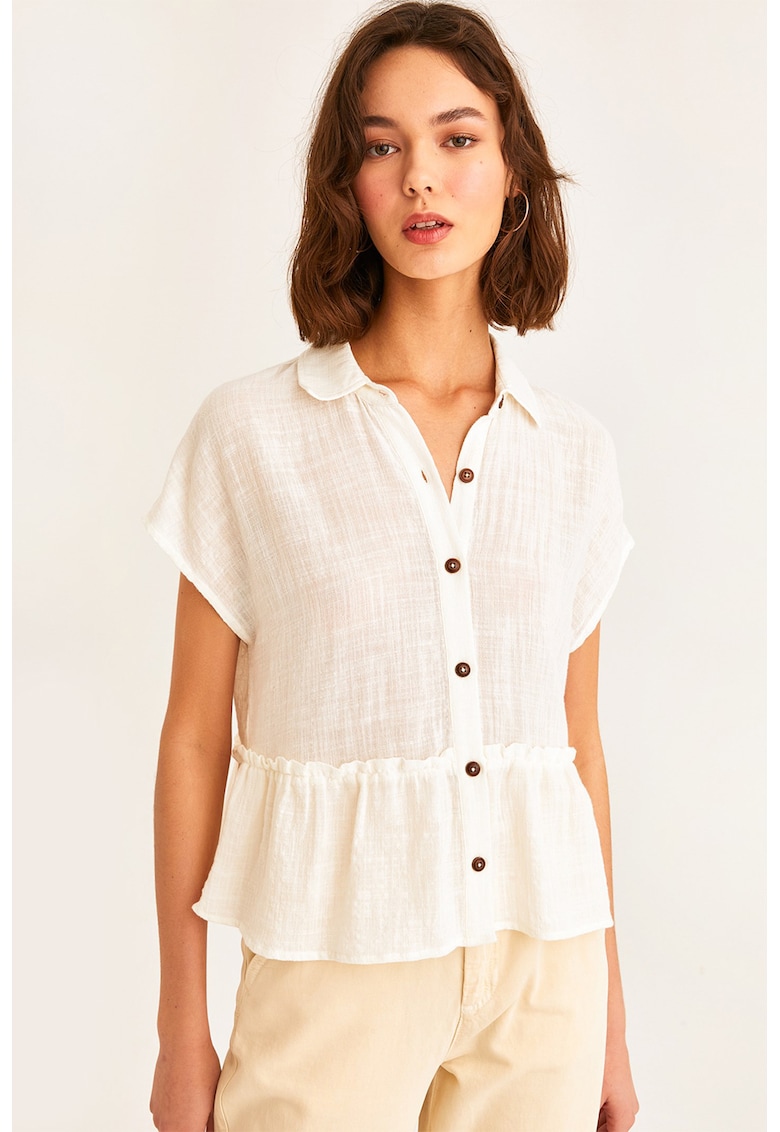 Camasa uni cu peplum - Alb fildes