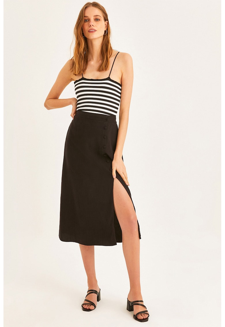 Fusta midi din amestec de lyocell