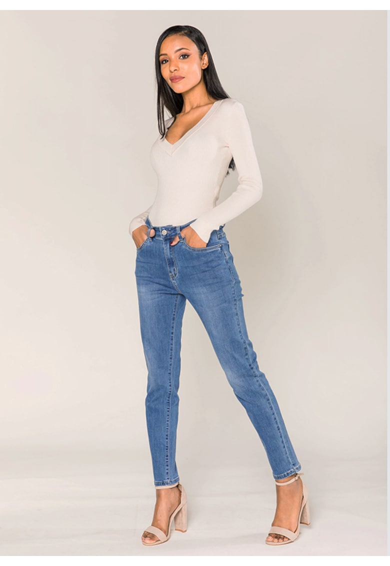 Blugi dama mom fit  albastru inchis P189-5 M7 17156