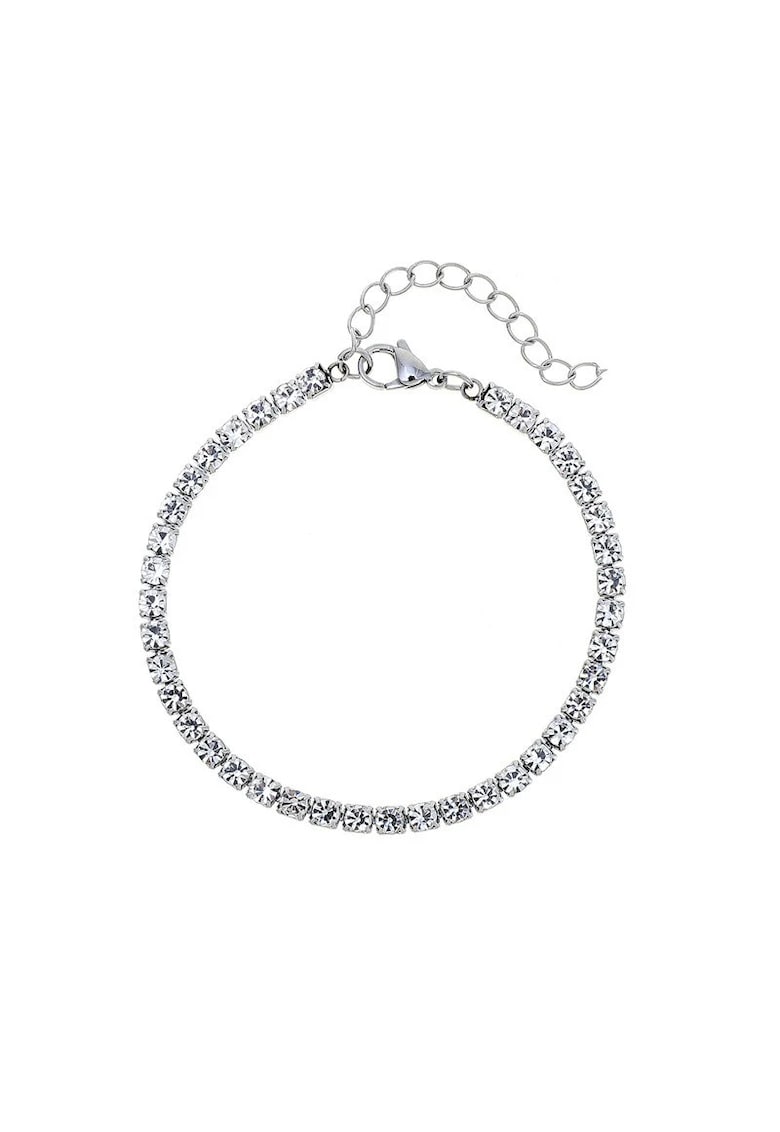 Bratara argintie - tennis - din otel inoxidabil - suflata cu aur 18k - cu pietre - Isolde C5