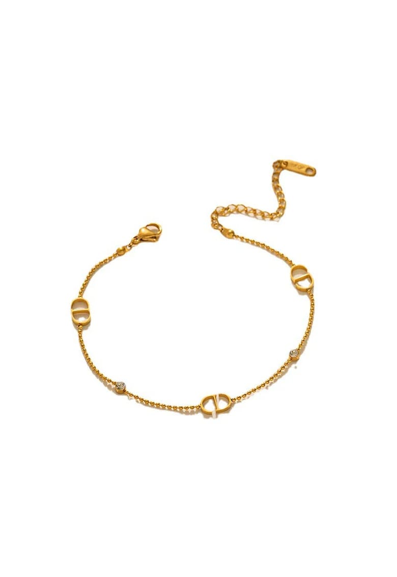 Bratara aurie - din otel inoxidabil - suflata cu aur 18k - delicata - cu pietricele din zirconiu - Jamie C5