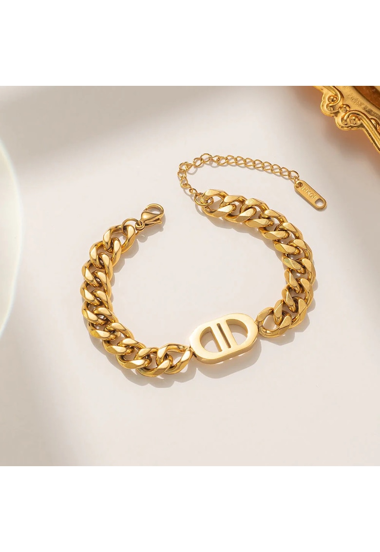 Bratara aurie - din otel inoxidabil - suflata cu aur 18k - cu zale masive - Janelle C5