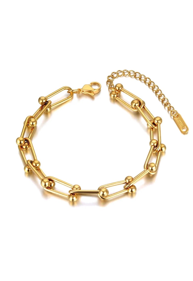 Bratara aurie - din otel inoxidabil - suflata cu aur 18k - cu zale imbinate - Jetta C6