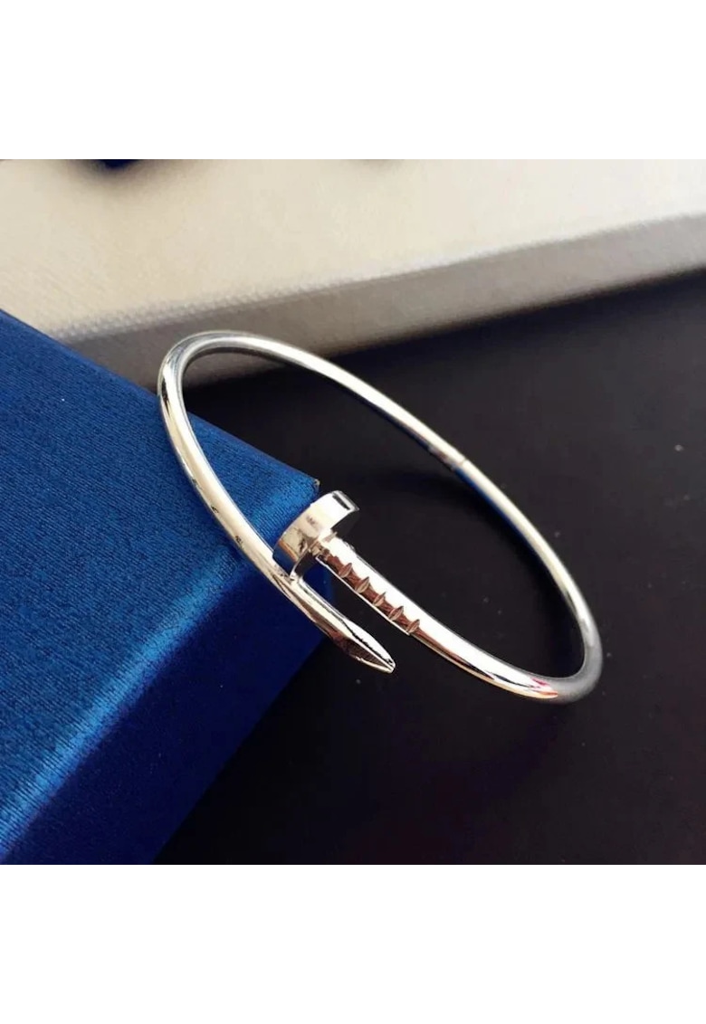 Bratara argintie - din otel inoxidabil - suflata cu aur 18k - tip cui - Jeremy C6