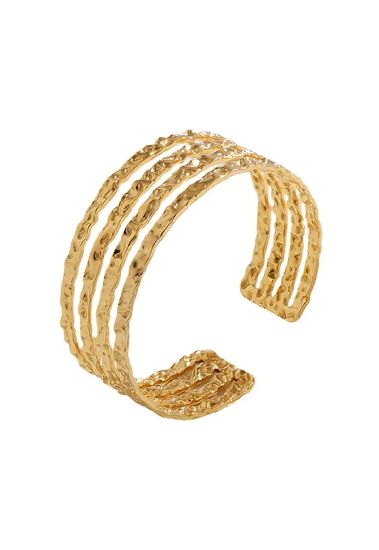 Bratara aurie - din otel inoxidabil - suflata cu aur 18k - texturata - Jodda C10